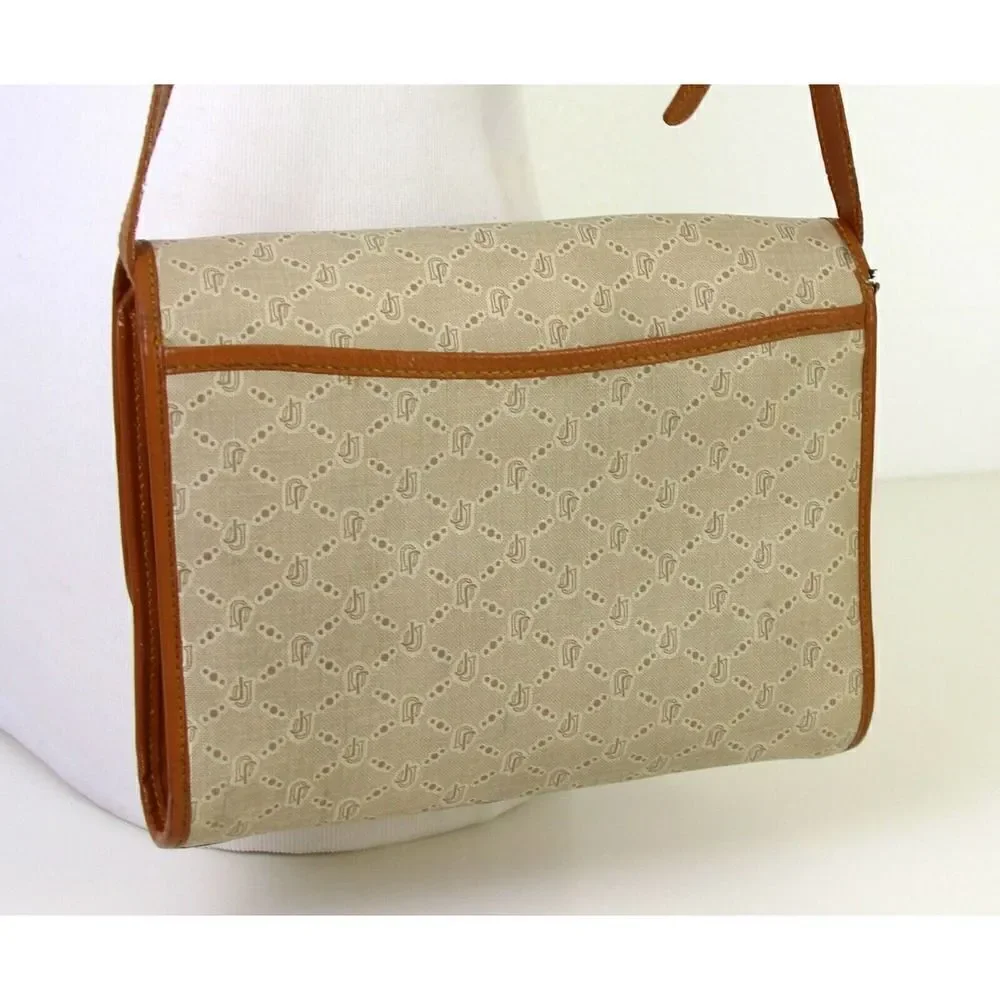VTG JOE LEATHER HANDBAG SIGNATURE PVC BROWN LEATHER XBODY BAG SHOULDER BAG PURSE - Picture 5 of 11